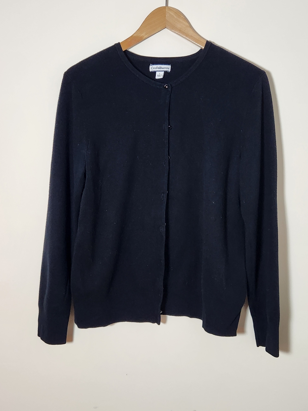 Croft & Barrow Black Pima Cotton Button Cardigan Size L